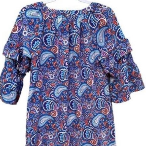 NWOT Women’s Simply Southern Bell Sleeve Paisley Ruffle Polyester Dress Size XL - Picture 1 of 11